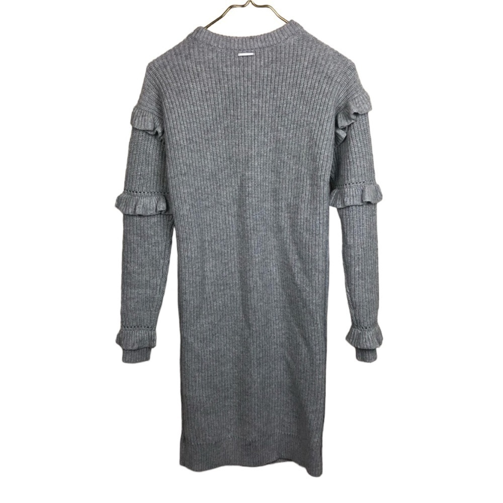 Michael Kors Ruffled Ribbed Sweater Dress Gray XXS - Picture 8 of 11